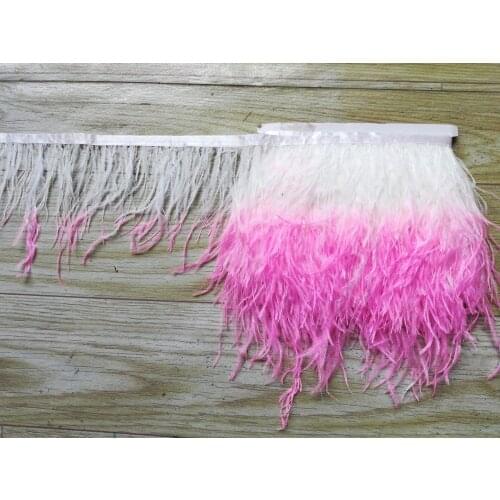 Feather Lace! 10meters/lot!5-6inches 12-15cm Pink+White colour TWO TONE OSTRICH Fringe,ostrich trim feathers,feather trimming