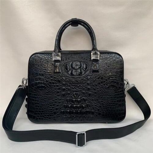 Business Formal Style Authentic Real Crocodile Skin Mens Laptop Briefcase Genuine Alligator Leather Male Large Purse Handbag