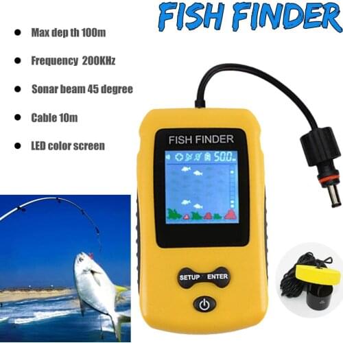 Handheld Fish Finder Portable Fishing Kayak Fishfinder Fish Depth Finder Fishing Gear with Sonar Transducer and LCD Display