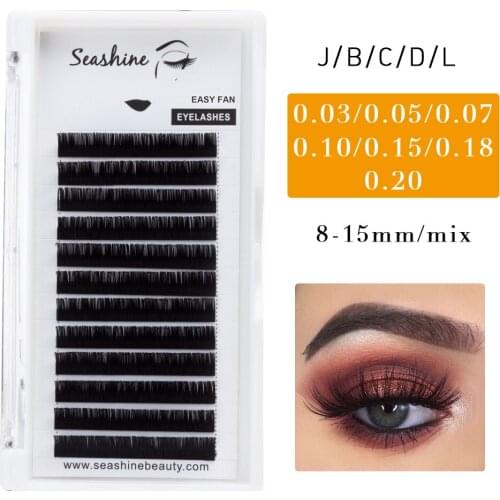 Seashine 1 Tray Individual Eyelashes Extension J B C D L High Quality Mink Eyelashes Extensions Easy Fans Volume Lashes Natural