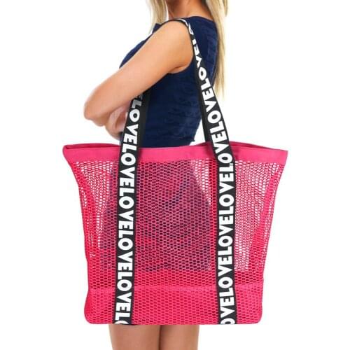 Oversized Letter Shopping Bag Fashion Breathable Mesh beach bag Unique Design Lady Bags