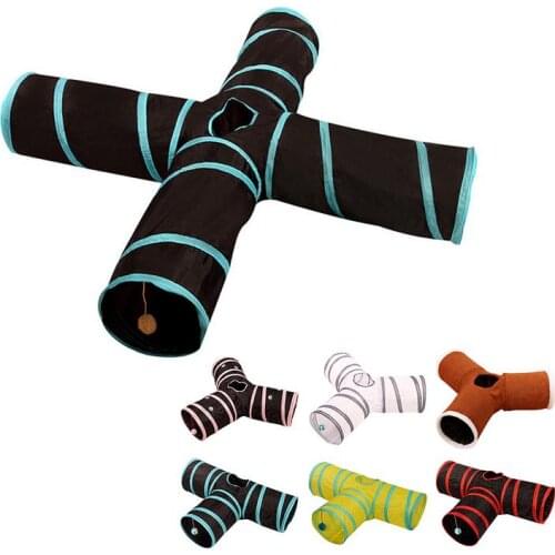 3/4 Holes Pet Cat Tunnel Toy Foldabe T-joint Indoor Outdoor Pet Training Toys For Cats Kitten Pets Play Tunnel Tubes Dropship