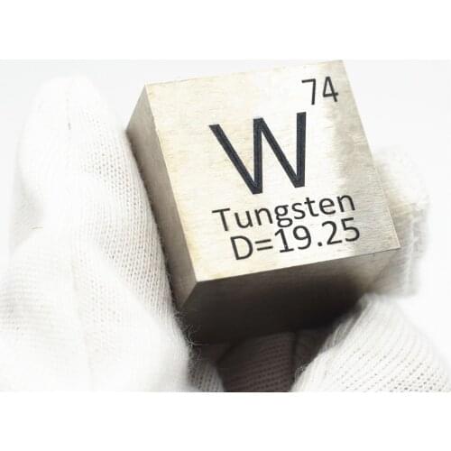 Tungsten metal in the periodic table- Cube Side length is one inch (25.4mm) and weight is about 318.25g 99.95