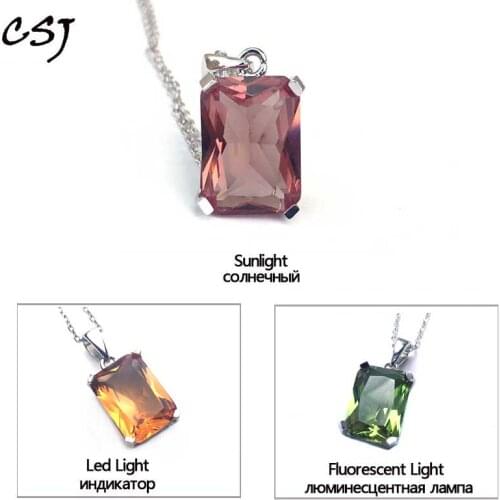 CSJ Classic Design Zultanite Pendant Sterling 925 Silver 10*14MM Created Sultanite Color Change Fine Jewelry Women Party Wedding
