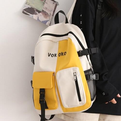 DIEHE Waterproof Canvas Women Backpack Large Capacity Travel Bag Patchwork Insert Buckle Schoolbag Backpacks for Teenage Girls