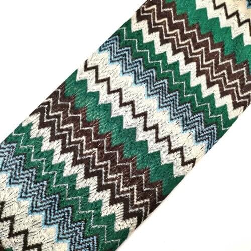 1 Yard Wave Striped Knitting Lace Fabrics Zig Zag Green Fabric Soft Mesh Dress Fabric Floral 150Cm