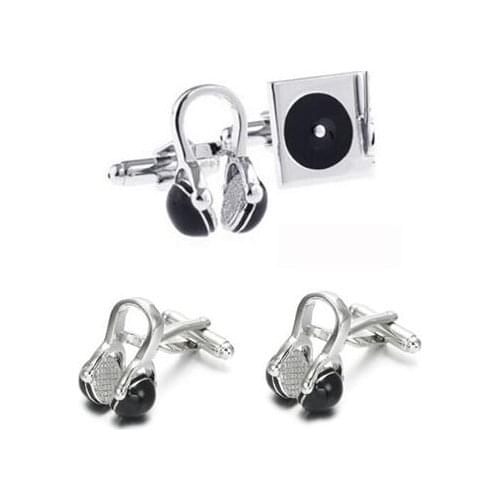 10pairs/lot Earphone Cufflinks Music Listening DJ Headphone CD Player Cuff links Ear Cup Walkman Cufflink Men Jewelry Accessory