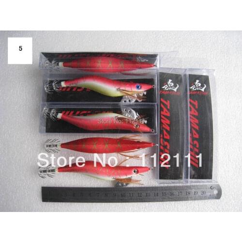 10pcs fishing lure, squid jigs , 3.5#,13.5cm,22g, packed with plastic box with card(NO.5)