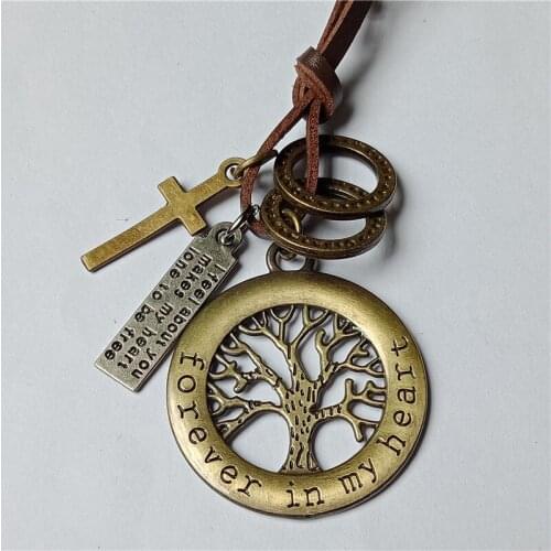 2018 Statement Necklace Tree Of Life Pendant & Necklace For men Vintage Leather Long Chain Jewelry Accessories collier femme