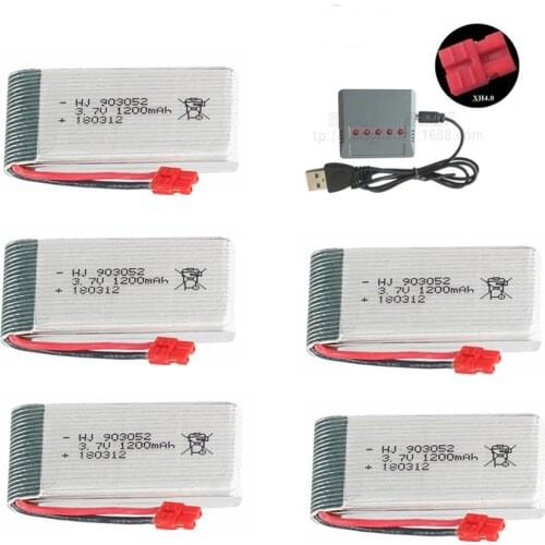3.7V 1200mah lipo Battery +5 in 1 charger for SYMA X5 X5S X5C X5SC X5SH X5SW RC Drone Quadcopter 903052 battery