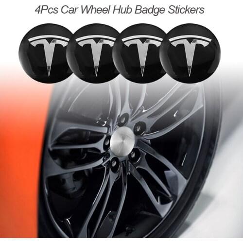 4Pcs 56mm Car Styling Wheel Center Hub Emblem Stickers For Tesla Model 3 Model X Model S Model Y Car Exterior Accessories