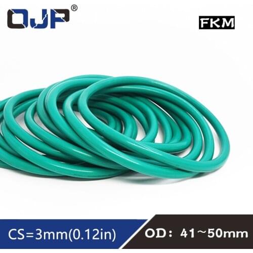 5PC/lot Fluorine rubber Ring Green FKM O ring Seal OD41/42/43/44/45/46/47/48/50*3mm Rubber O-Ring Seal Oil Fuel Gaskets Washer