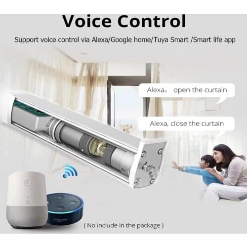 New arrival working Alexa WIFI APP control silent quality S track automatic curtain track 433MHZ home used motorized curtain