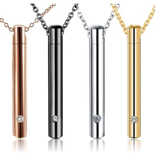 Cylinder Pet Cremation Urns Necklace Stainless Steel Ash Memorial Container Holder Jewelry Memorial Keepsake Pendant