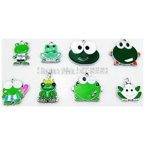DFH!! 20Pcs/Lots Enamel MIXED frog charms pendants for key charm