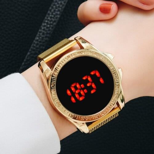 Children Watch Trend Personality Movement LED Red Light Steel Belt Watch Fashionable and Versatile Electronic Kids Watches