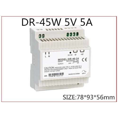 DR-45-5 Din Rail Switching power supply 45W 5VDC 5A Output AC to DC