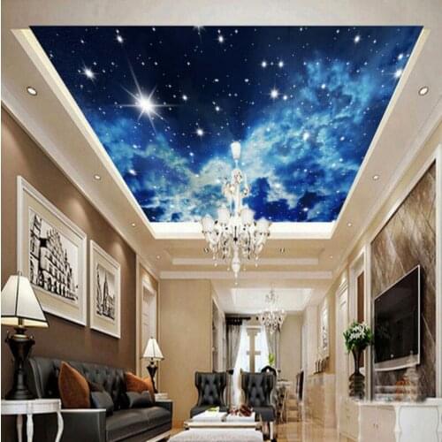 Dropship Photo Wallpaper Dreamy Blue Sky Zenith Murals Wallpaper Ceiling Painting Living Blue Wallpaper Modern Home Decor Mural