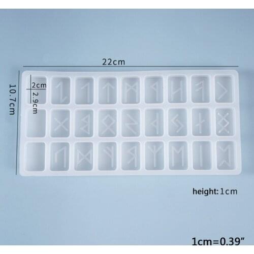 Crystal Epoxy Resin Mold Energy Symbol Runes Letter Word Model Mirror DIY Mould T84A