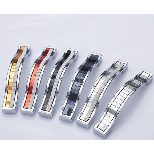 JD Pearlescent Diamond Handle Modern Cabinet Door Matte Silver Crystal Handle European Wardrobe Door Handle Furniture Hardware