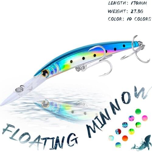 KoKossi 1PCS 170MM/27G Fishing Lure Floating Minnow Artificial Hard Bait Wobblers Crankbait Pesca Bass Carp Fishing Tackle Tools