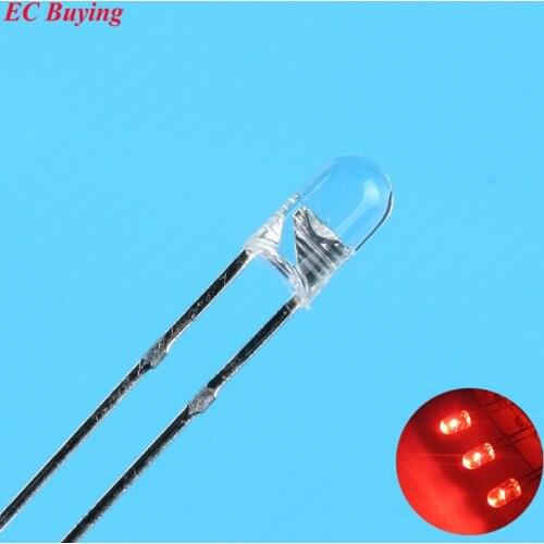 3mm Red LED Round Boundless Light Emitting Diode Transparent Ultra Bright Lamp Plug-in DIY Kit Practice Endless DIP 50 pcs/lot