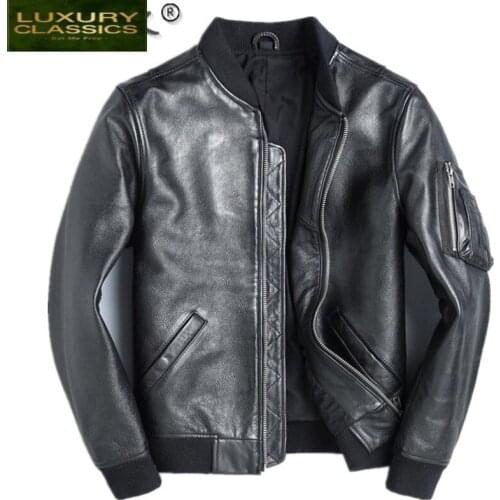 Fashion 100% Genuine Leather Jacket Men Cowhide Mens Jackets and Coats Short Clothes Spring Autumn 2021 Hommes Veste 486