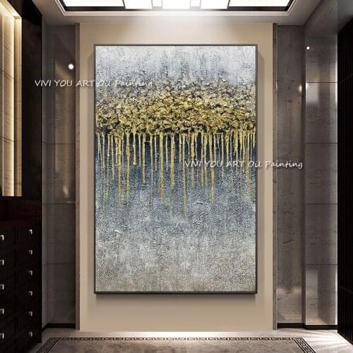 The Fashion Handmade Gray Foil Oil Paintings on Canvas Abstract Palette New Painting Best Wall Picture for Home Room Decoration