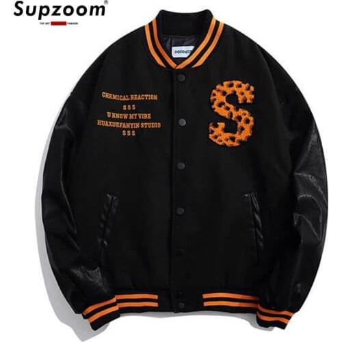 2021 New Arrival Top Fashion Cotton Single Breasted Rib Sleeve Thick Embroidery Bomber Jacket Men Leopard Baseball Loose Casual