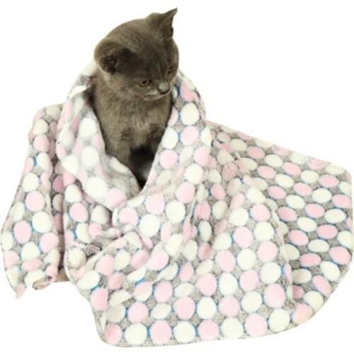 Soft Dog Bed Blanket Cute Pet Sleep Warm Paw Pet Dog Cat Mat Puppy Fleece Soft Blanket Beds Mat Cute Dotted cat blanket