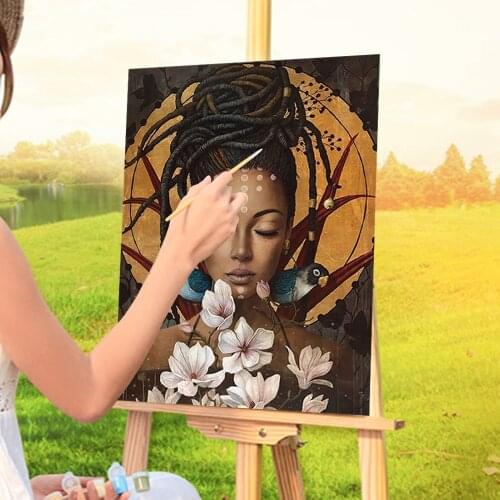 African Woman Paint By Numbers Kit Acrylic Paints 40*50 Canvas Pictures Home Decoration For Adults Wholesale Wall Handiwork