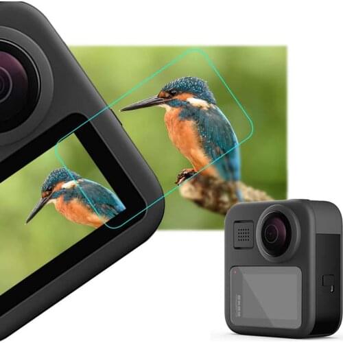 Yiwa Tempered Glass Films Set LCD HD Screen Protector Bubble-free Compatible for GoPro Max Black Action Camera Accessories r30