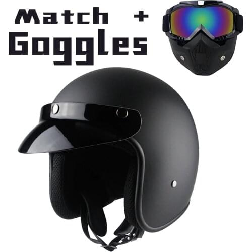 Latest Leather Helmet 3/4 Motorcycle Chopper Bike Helmet Vintage Motorcycle Helmet & Goggles Mask