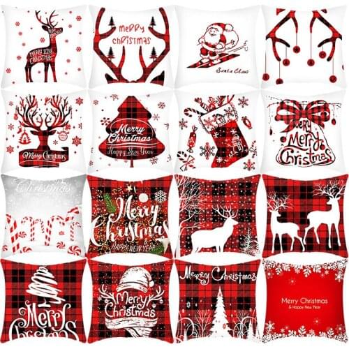 New Christmas Cushion Cover Sofa Pillow Covers Xmas Decorative New Year 2022 Decor Merry Christmas 45*45 Wreath Tree Pillowcase