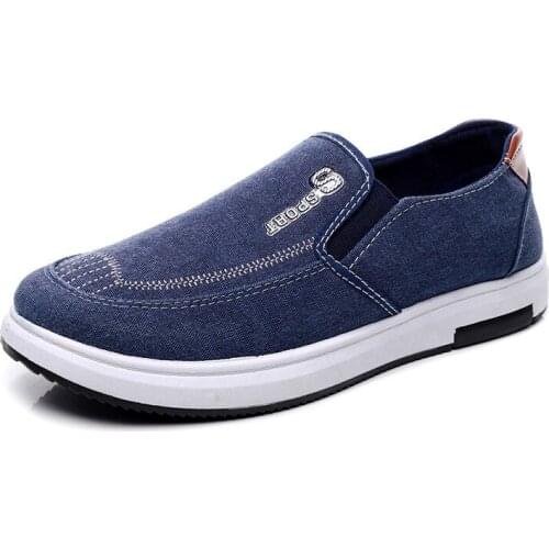 2021 Spring Autumn New Chinese Style Canvas Shoes Low Heel Slip-on Shallow Mens Vulcanize Shoes Sweat Absorption Non-slip
