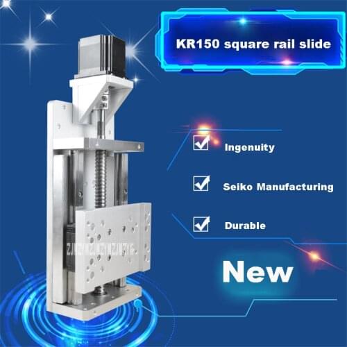 New KR150 Square Rail Slide Linear Slide Module Single Axis Sliding Working Table Guide Slides Stroke 200mm +Motor Frame