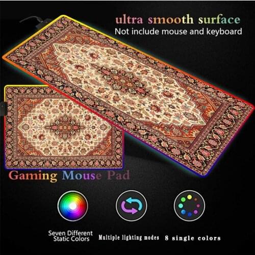 Persian Carpet Large RGB LED Gaming Mouse Pad Gamer Mousepad LED Light Illuminated USB Wired Colorful Multiple Size Mouse Mice