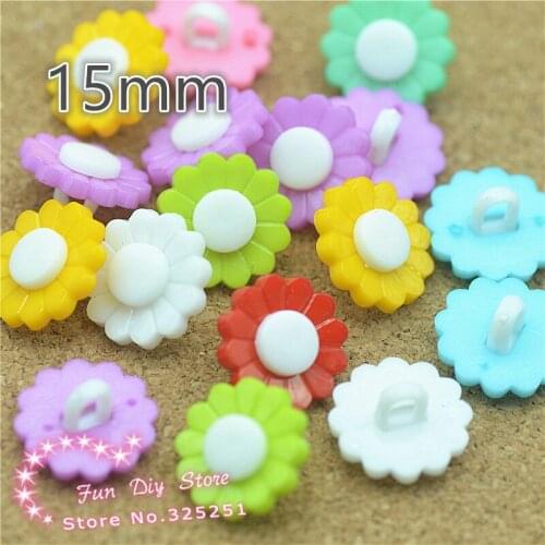 50pcs sunflower plastic cartoon button mix color wholesale Childrens clothes button accessories
