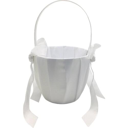 Shabby Chic Stain Flower Girl Basket for Wedding Ceremony Party Baby Showers