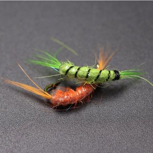 Bimoo 10PCS #14 Scud Cray Orange / Green Big tailwater trout Fishing shrimp buffet Fly Fishing Bait