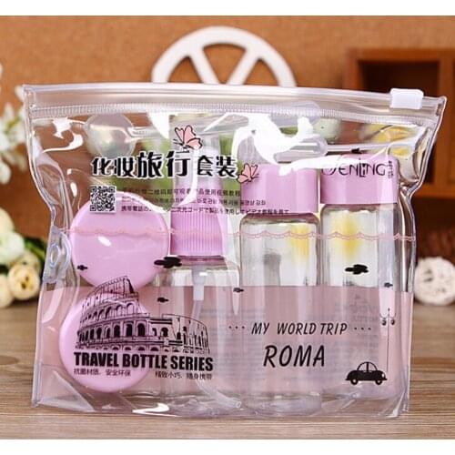 7 PCS/set Travel Cosmetic Empty Jar Pot Makeup Face Cream Container Bottle 3 Colors Drop Shipping