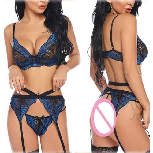 Hollow Lace Sexual Lingerie Sexy Ultra-thin Erotic Lingerie Suit Slutty Clothes Porno Sex Adult Nightwear Bodysuits for Women