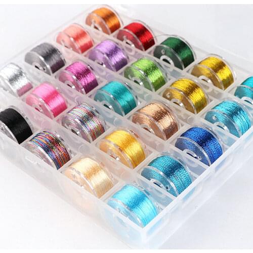 Hand made DIY gold and silver silk thread embroidery thread hand woven thread box shuttle core metal thread colorful bright silk