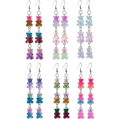 1pair Cute Multicolor Resin Gummy Bear Candy Earrings Resin earring for Birthday Gift Child Girls Teens Woman Jewelry
