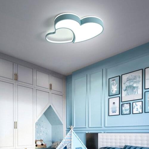 Modern Blue Pink Gold Heart LED Ceiling Light for Bedroom Living Dining Baby Room Corridor Kitchen Home Indoor Decorative Lamp