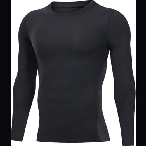 Basketball Football Running Training Sportswear Elastic Quick Dry Long Sleeve Black Shirt Plus Size 046