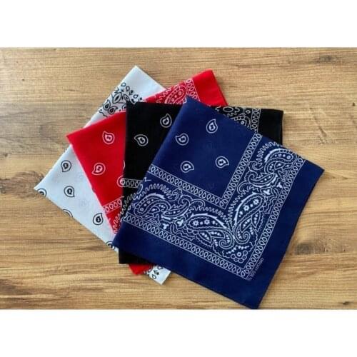 Unisex 4 Pcs Ethnic Pattern Bandana Set (Black-red-dark blue-white)