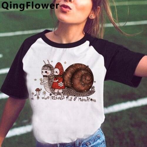 Mushroom summer top clothes female plus size grunge couple vintage japanese top tees summer top white t shirt