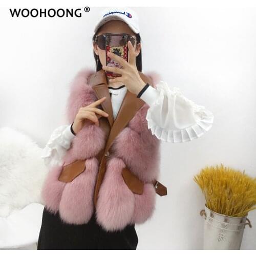 Winter New Natural Fox Fur Coat Short Section Real Fox Fur Vest Women Short Fashion Luxury Female Leather Jacket Suit Collar