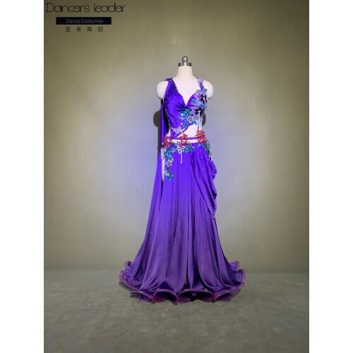 2020 new high-end belly dance costumes purple dream opening dance elegant swing skirt women dancewear custom size